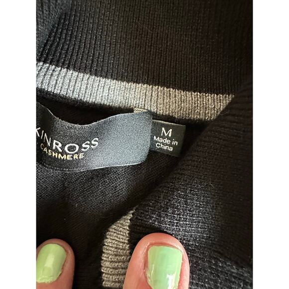 KINROSS Men's QTR Zip Mock with Milano Trim Size M In Black/Graphite - Picture 5 of 8